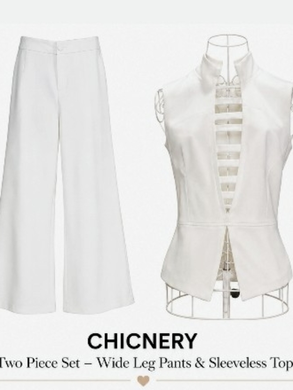 White Wide-Leg Pants & Sleeveless Top Set